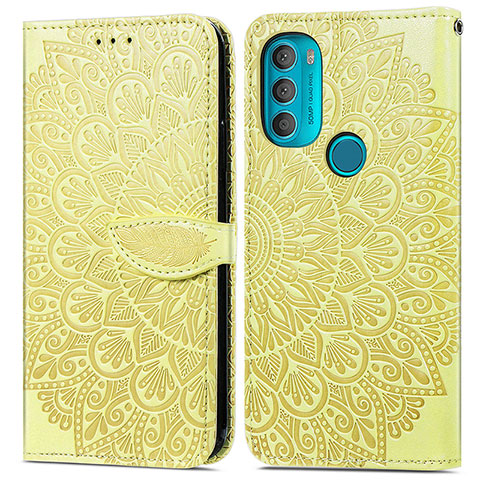 Coque Portefeuille Motif Fantaisie Livre Cuir Etui Clapet S04D pour Motorola Moto G71 5G Jaune