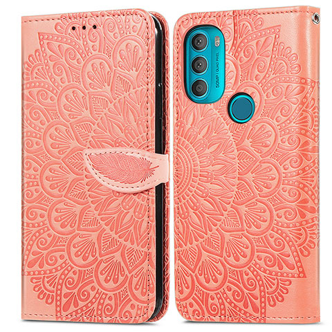 Coque Portefeuille Motif Fantaisie Livre Cuir Etui Clapet S04D pour Motorola Moto G71 5G Orange