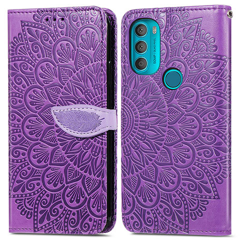 Coque Portefeuille Motif Fantaisie Livre Cuir Etui Clapet S04D pour Motorola Moto G71 5G Violet