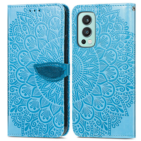 Coque Portefeuille Motif Fantaisie Livre Cuir Etui Clapet S04D pour OnePlus Nord 2 5G Bleu