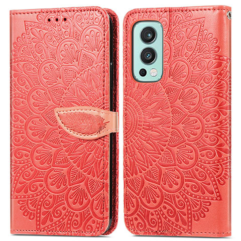 Coque Portefeuille Motif Fantaisie Livre Cuir Etui Clapet S04D pour OnePlus Nord 2 5G Rouge