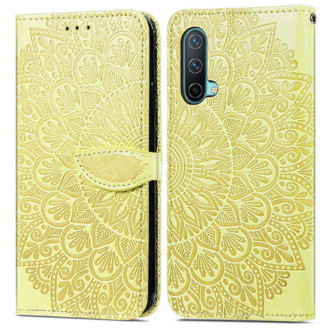 Coque Portefeuille Motif Fantaisie Livre Cuir Etui Clapet S04D pour OnePlus Nord CE 5G Jaune