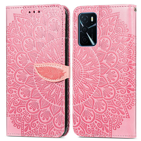 Coque Portefeuille Motif Fantaisie Livre Cuir Etui Clapet S04D pour Oppo A16 Or Rose