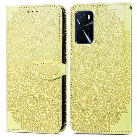 Coque Portefeuille Motif Fantaisie Livre Cuir Etui Clapet S04D pour Oppo A16s Jaune