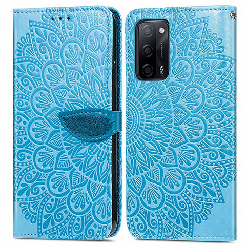 Coque Portefeuille Motif Fantaisie Livre Cuir Etui Clapet S04D pour Oppo A53s 5G Bleu