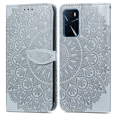 Coque Portefeuille Motif Fantaisie Livre Cuir Etui Clapet S04D pour Oppo A54s Gris