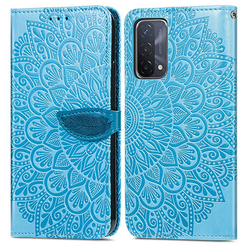 Coque Portefeuille Motif Fantaisie Livre Cuir Etui Clapet S04D pour Oppo A74 5G Bleu