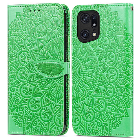 Coque Portefeuille Motif Fantaisie Livre Cuir Etui Clapet S04D pour Oppo Find X5 5G Vert