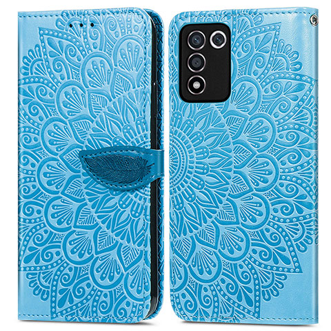 Coque Portefeuille Motif Fantaisie Livre Cuir Etui Clapet S04D pour Oppo K9S 5G Bleu