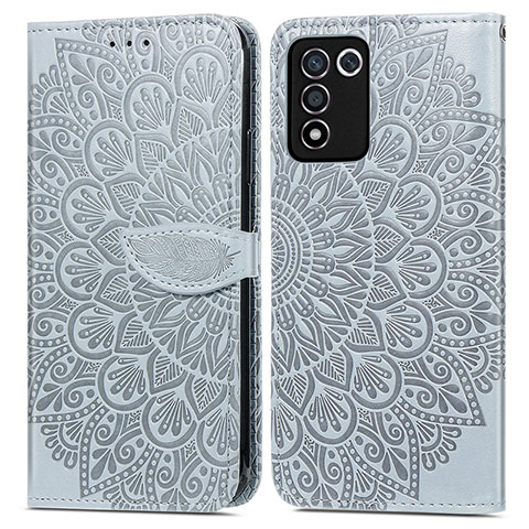 Coque Portefeuille Motif Fantaisie Livre Cuir Etui Clapet S04D pour Oppo K9S 5G Gris