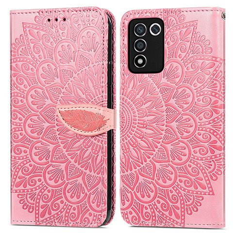 Coque Portefeuille Motif Fantaisie Livre Cuir Etui Clapet S04D pour Oppo K9S 5G Or Rose