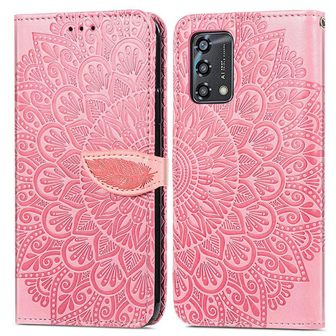 Coque Portefeuille Motif Fantaisie Livre Cuir Etui Clapet S04D pour Oppo Reno6 Lite Or Rose