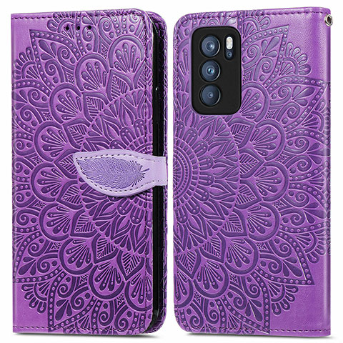 Coque Portefeuille Motif Fantaisie Livre Cuir Etui Clapet S04D pour Oppo Reno6 Pro 5G India Violet