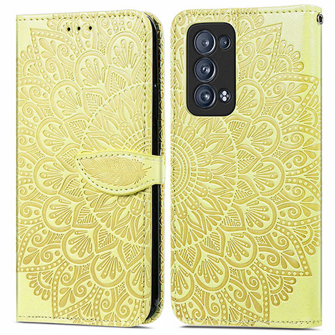 Coque Portefeuille Motif Fantaisie Livre Cuir Etui Clapet S04D pour Oppo Reno6 Pro 5G Jaune