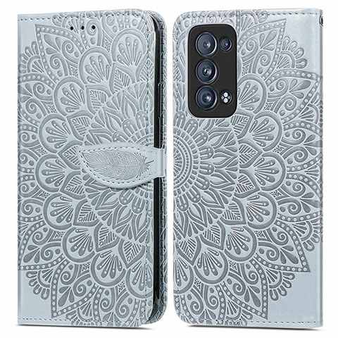 Coque Portefeuille Motif Fantaisie Livre Cuir Etui Clapet S04D pour Oppo Reno6 Pro+ Plus 5G Gris