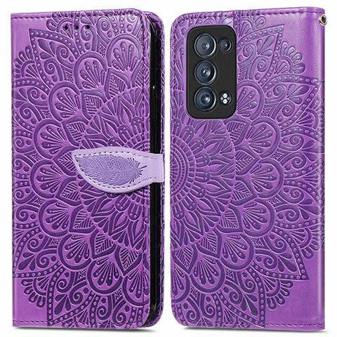 Coque Portefeuille Motif Fantaisie Livre Cuir Etui Clapet S04D pour Oppo Reno6 Pro+ Plus 5G Violet