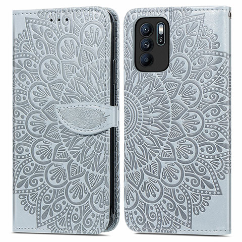 Coque Portefeuille Motif Fantaisie Livre Cuir Etui Clapet S04D pour Oppo Reno6 Z 5G Gris