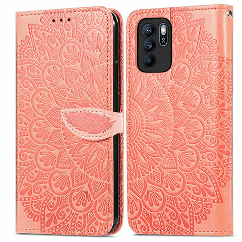 Coque Portefeuille Motif Fantaisie Livre Cuir Etui Clapet S04D pour Oppo Reno6 Z 5G Orange