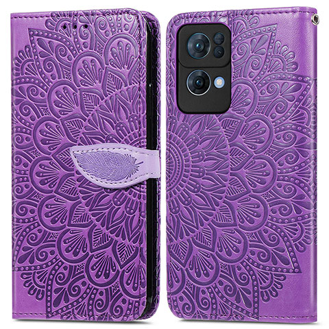 Coque Portefeuille Motif Fantaisie Livre Cuir Etui Clapet S04D pour Oppo Reno7 Pro 5G Violet