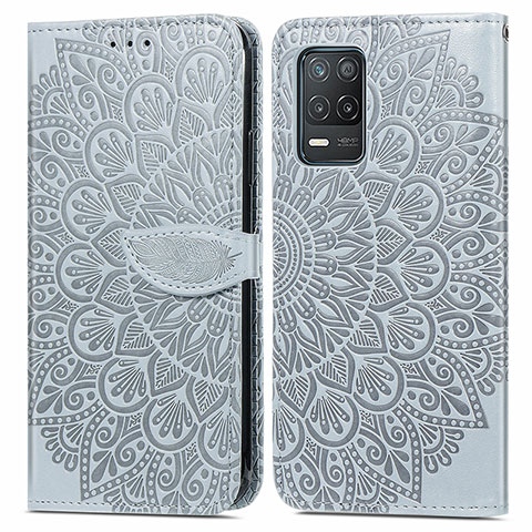 Coque Portefeuille Motif Fantaisie Livre Cuir Etui Clapet S04D pour Realme 8 5G Gris