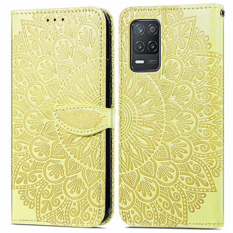 Coque Portefeuille Motif Fantaisie Livre Cuir Etui Clapet S04D pour Realme 8s 5G Jaune