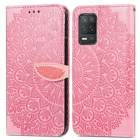 Coque Portefeuille Motif Fantaisie Livre Cuir Etui Clapet S04D pour Realme 8s 5G Or Rose