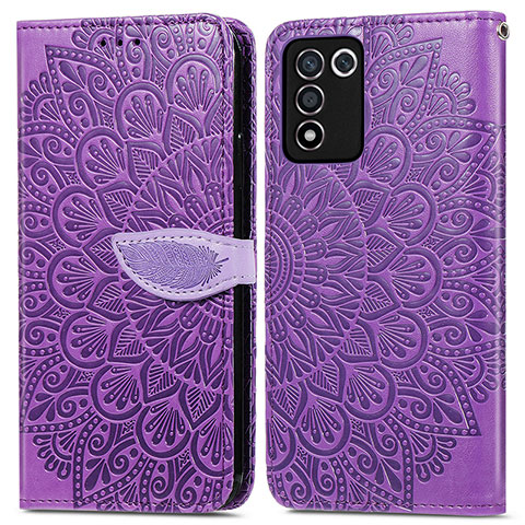 Coque Portefeuille Motif Fantaisie Livre Cuir Etui Clapet S04D pour Realme 9 SE 5G Violet