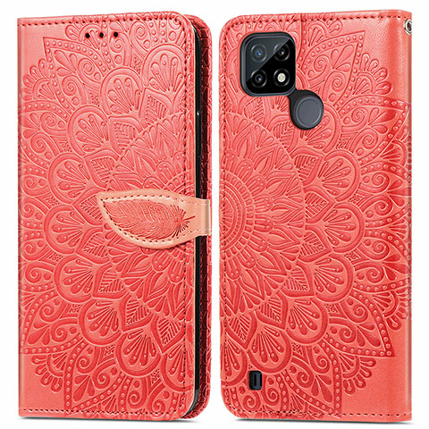 Coque Portefeuille Motif Fantaisie Livre Cuir Etui Clapet S04D pour Realme C21 Rouge