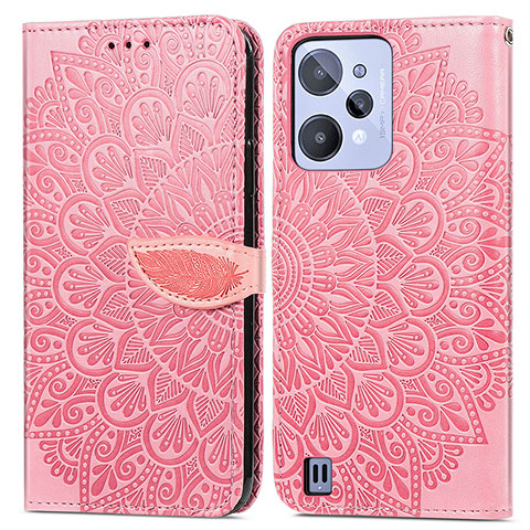 Coque Portefeuille Motif Fantaisie Livre Cuir Etui Clapet S04D pour Realme C31 Or Rose