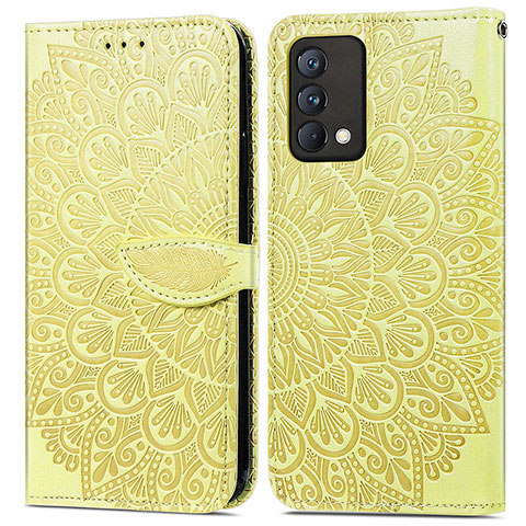 Coque Portefeuille Motif Fantaisie Livre Cuir Etui Clapet S04D pour Realme GT Master 5G Jaune