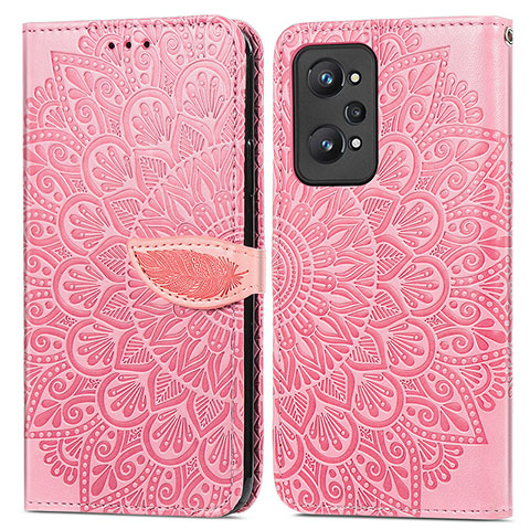 Coque Portefeuille Motif Fantaisie Livre Cuir Etui Clapet S04D pour Realme GT Neo 3T 5G Or Rose