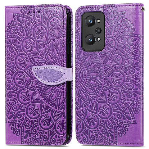 Coque Portefeuille Motif Fantaisie Livre Cuir Etui Clapet S04D pour Realme GT Neo 3T 5G Violet