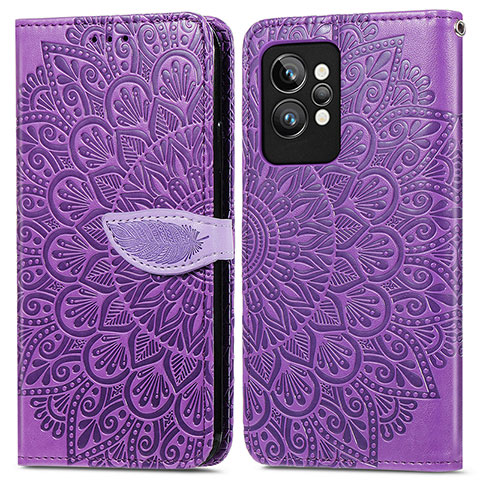 Coque Portefeuille Motif Fantaisie Livre Cuir Etui Clapet S04D pour Realme GT2 Pro 5G Violet