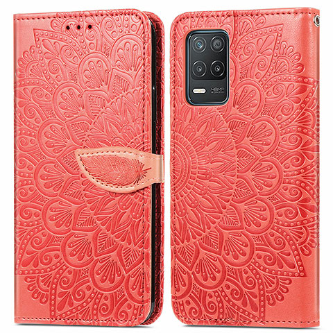 Coque Portefeuille Motif Fantaisie Livre Cuir Etui Clapet S04D pour Realme Q3 5G Rouge