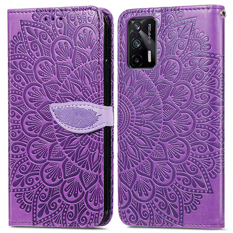 Coque Portefeuille Motif Fantaisie Livre Cuir Etui Clapet S04D pour Realme Q3 Pro 5G Violet