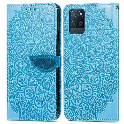 Coque Portefeuille Motif Fantaisie Livre Cuir Etui Clapet S04D pour Realme V11 5G Bleu