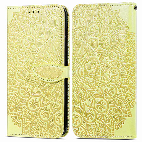 Coque Portefeuille Motif Fantaisie Livre Cuir Etui Clapet S04D pour Samsung Galaxy A02s Jaune