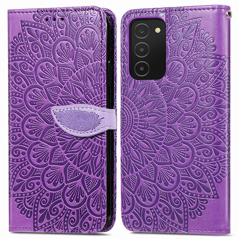 Coque Portefeuille Motif Fantaisie Livre Cuir Etui Clapet S04D pour Samsung Galaxy A02s Violet