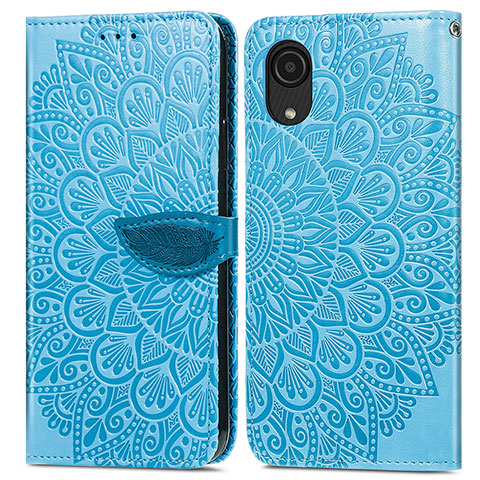 Coque Portefeuille Motif Fantaisie Livre Cuir Etui Clapet S04D pour Samsung Galaxy A03 Core Bleu