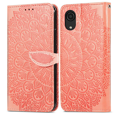 Coque Portefeuille Motif Fantaisie Livre Cuir Etui Clapet S04D pour Samsung Galaxy A03 Core Orange