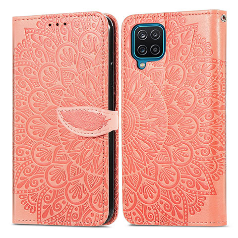 Coque Portefeuille Motif Fantaisie Livre Cuir Etui Clapet S04D pour Samsung Galaxy A12 5G Orange