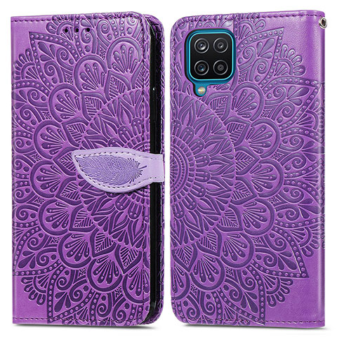 Coque Portefeuille Motif Fantaisie Livre Cuir Etui Clapet S04D pour Samsung Galaxy A12 5G Violet