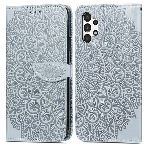 Coque Portefeuille Motif Fantaisie Livre Cuir Etui Clapet S04D pour Samsung Galaxy A13 4G Gris