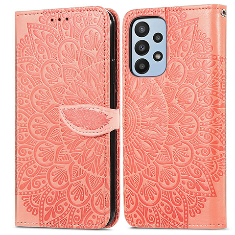 Coque Portefeuille Motif Fantaisie Livre Cuir Etui Clapet S04D pour Samsung Galaxy A23 4G Orange