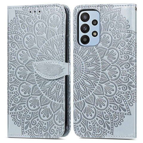 Coque Portefeuille Motif Fantaisie Livre Cuir Etui Clapet S04D pour Samsung Galaxy A23 5G Gris