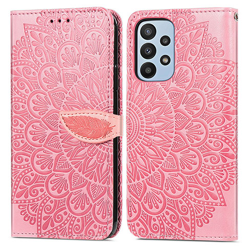 Coque Portefeuille Motif Fantaisie Livre Cuir Etui Clapet S04D pour Samsung Galaxy A23 5G Or Rose