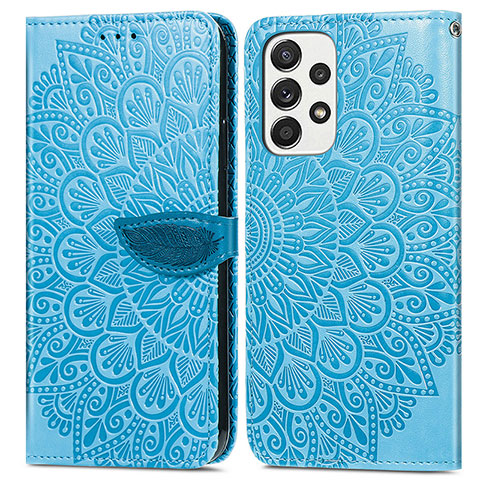 Coque Portefeuille Motif Fantaisie Livre Cuir Etui Clapet S04D pour Samsung Galaxy A33 5G Bleu