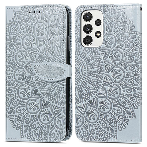 Coque Portefeuille Motif Fantaisie Livre Cuir Etui Clapet S04D pour Samsung Galaxy A33 5G Gris