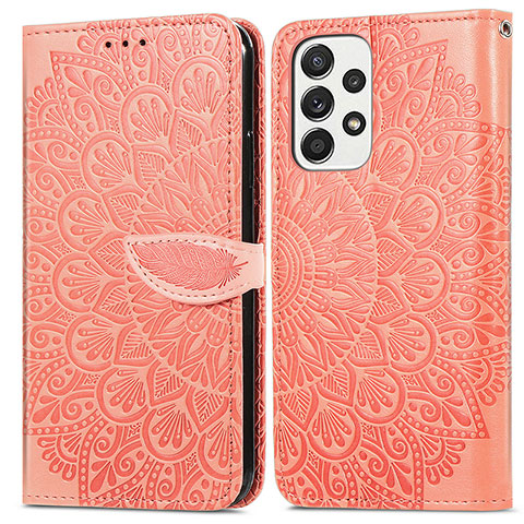 Coque Portefeuille Motif Fantaisie Livre Cuir Etui Clapet S04D pour Samsung Galaxy A33 5G Orange