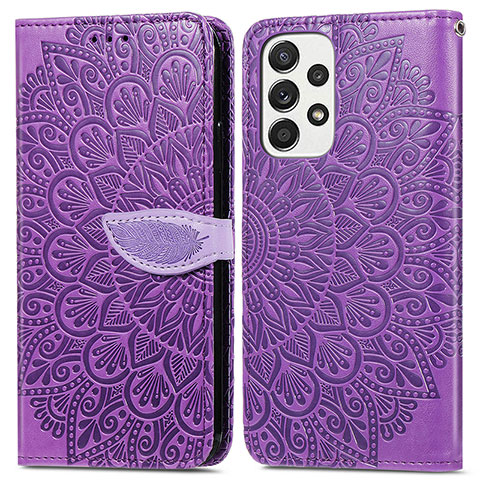 Coque Portefeuille Motif Fantaisie Livre Cuir Etui Clapet S04D pour Samsung Galaxy A53 5G Violet